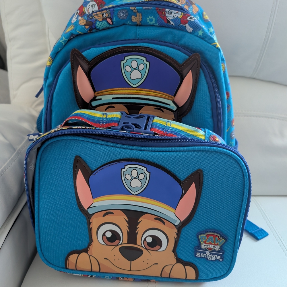 Paw Patrol Teal Blue Chase Backpack and Matching Lunch Bag